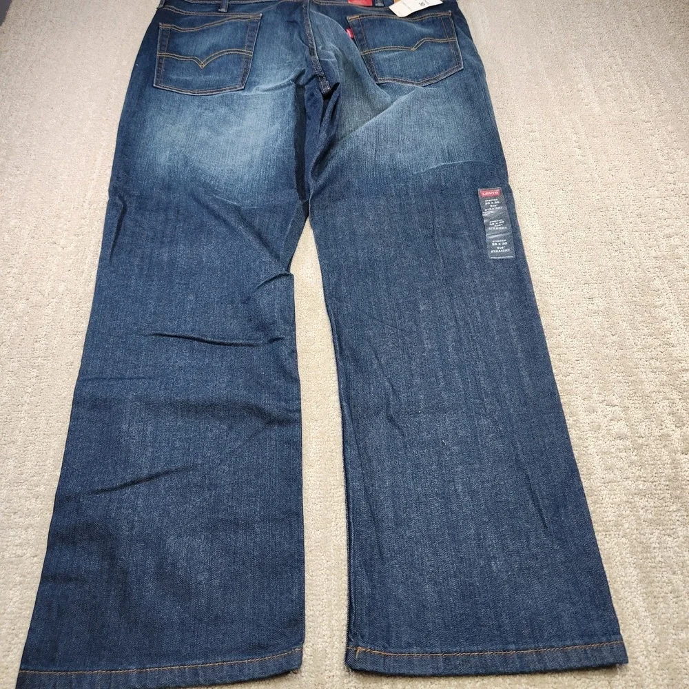 Levis 514 Jeans Men 38x30 Straight Leg Regular‎ Fit Whiskers Marble Blue Stretch
